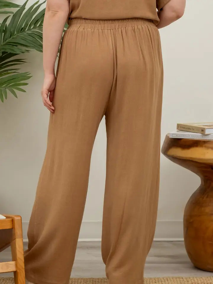 High Waist Wide Leg Pleated Linen Pants