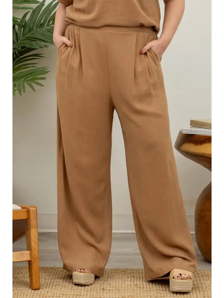 High Waist Wide Leg Pleated Linen Pants