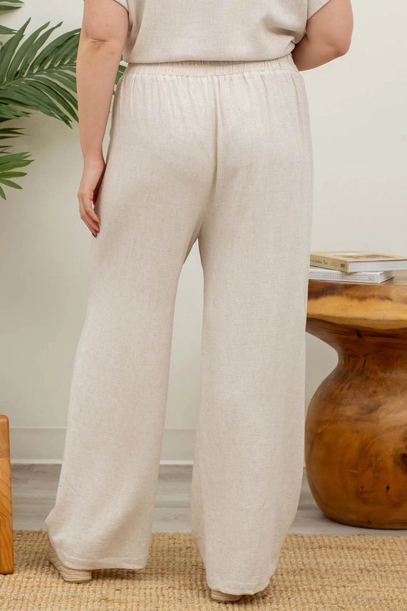 High Waist Wide Leg Pleated Linen Pants