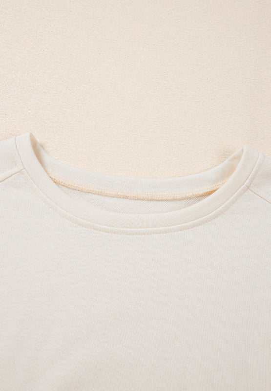 Pearl Detail Round Neck Half Sleeve Blouse