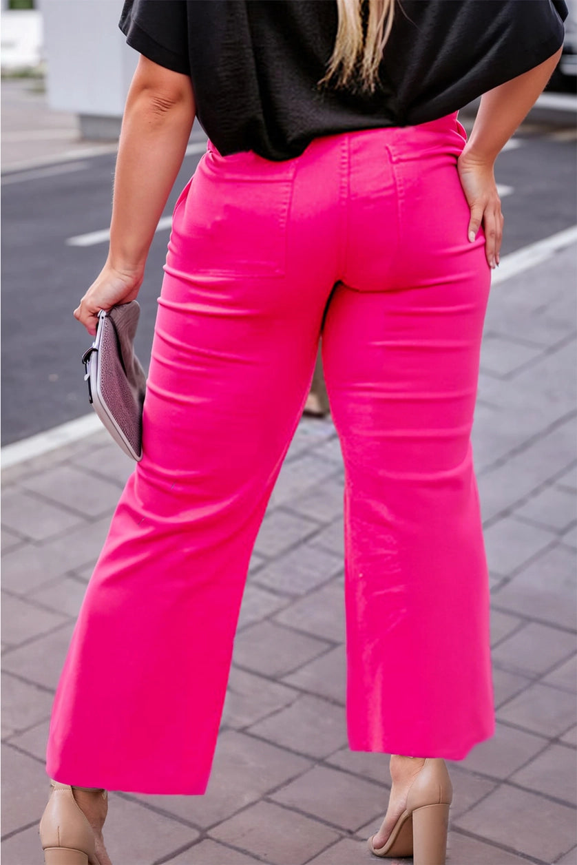 Pink Distressed Hem Pants