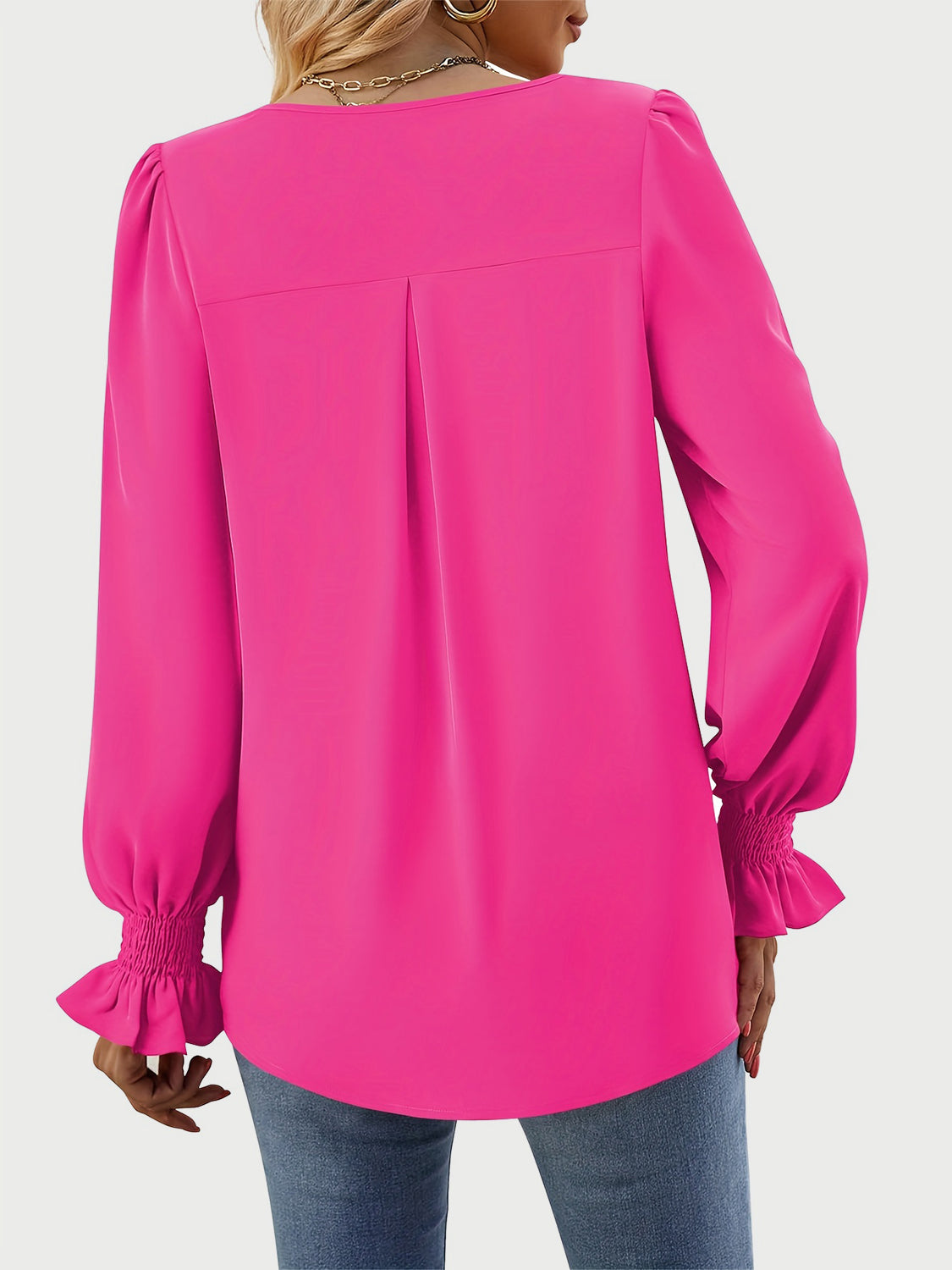 V-Neck Flounce Sleeve Top